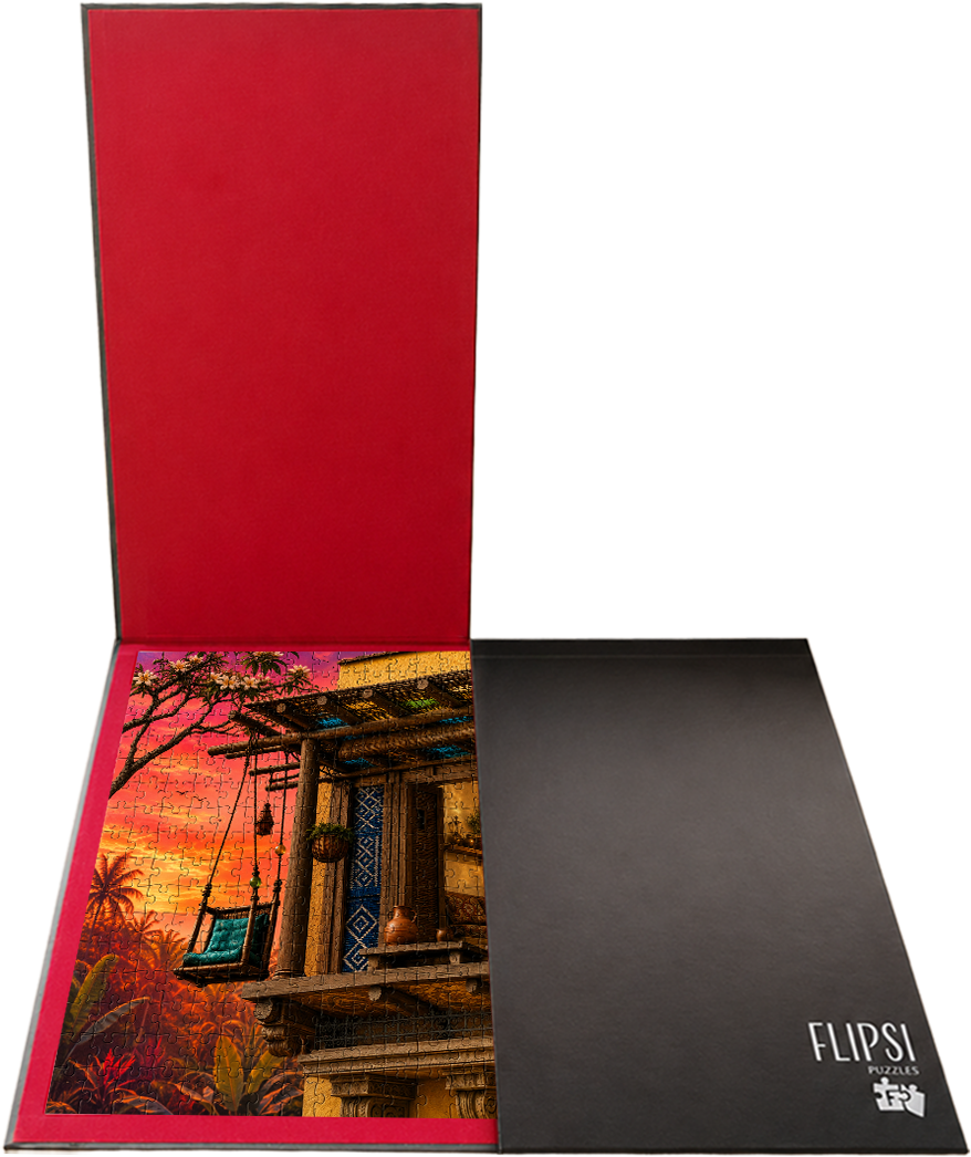 The Flipsi Board closed over a finished puzzle