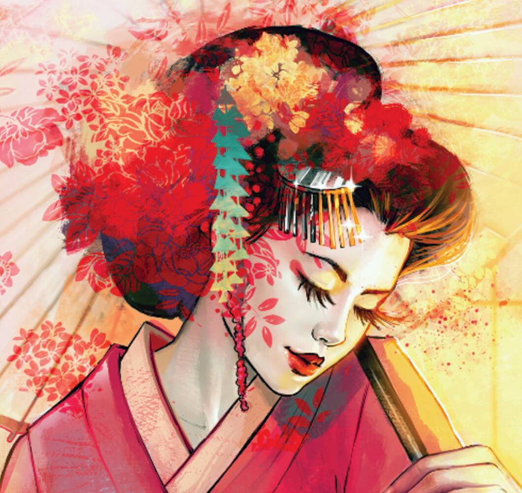 A frame from the build of the stone geisha's head.