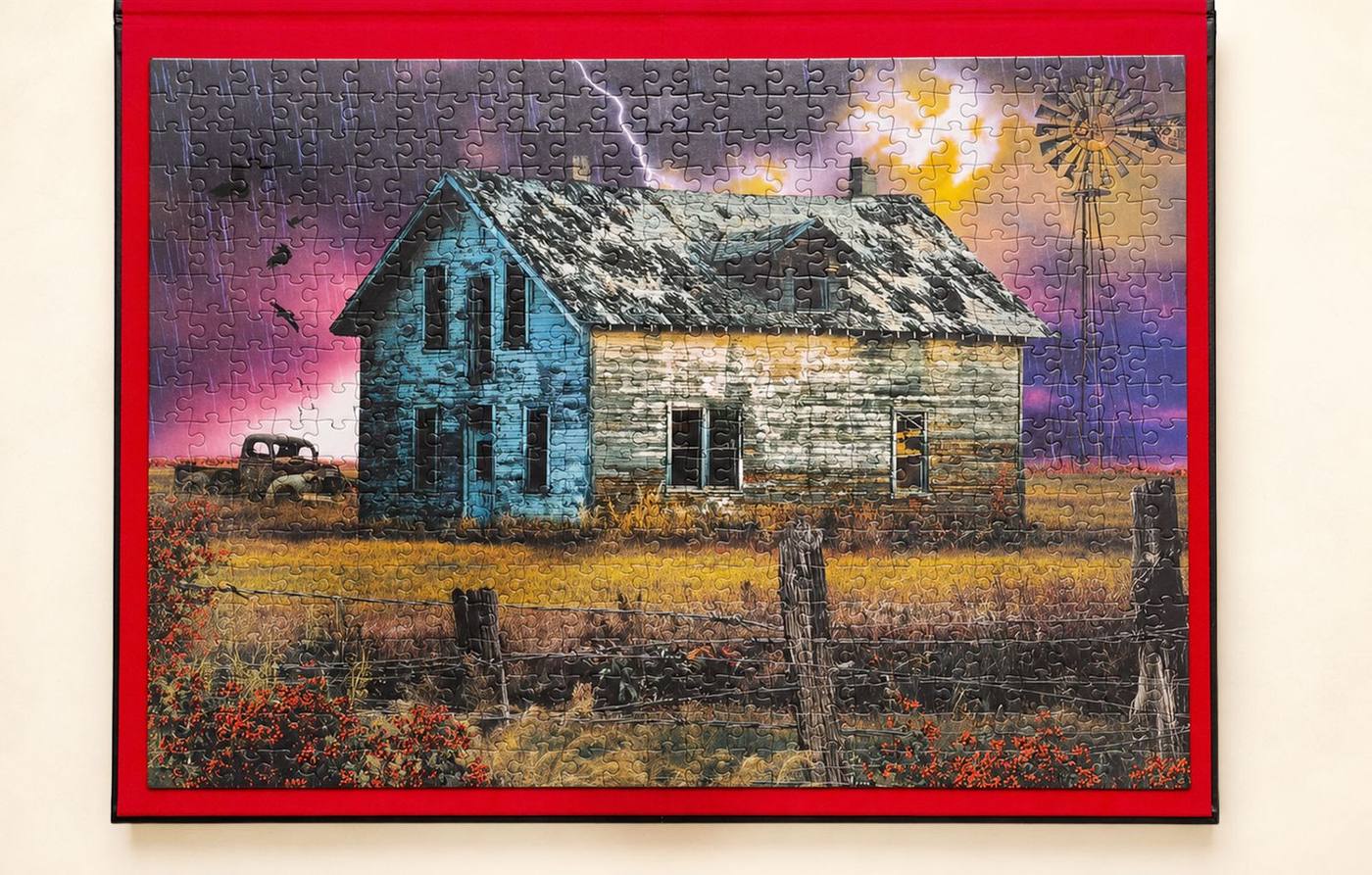 A finished puzzle front, built right on the open Board