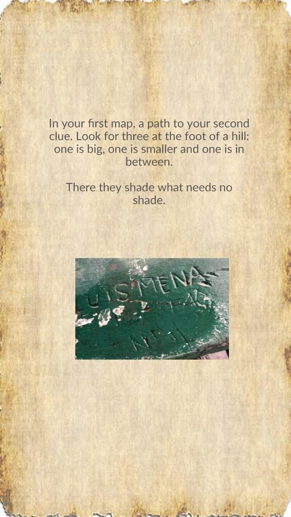 “Look for three at the foot of a hill.”