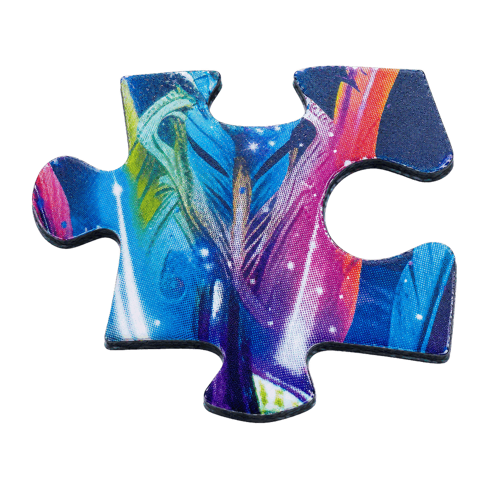 The smooth back of the same puzzle piece.